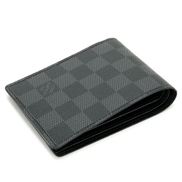 Louis Vuitton N62663 Multiple Wallet Damier Graphite Canvas Men's Bifold Black Grey
